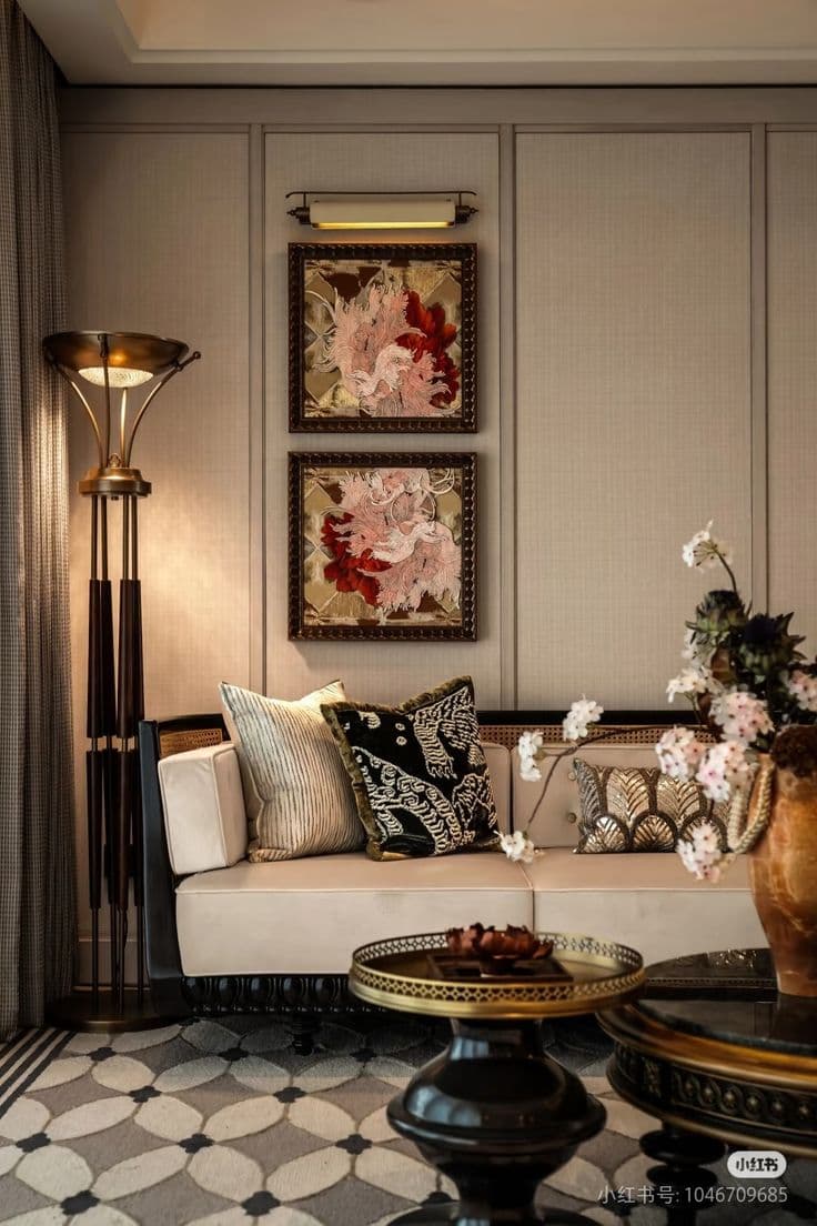 Cozy bedroom with decorative pillows